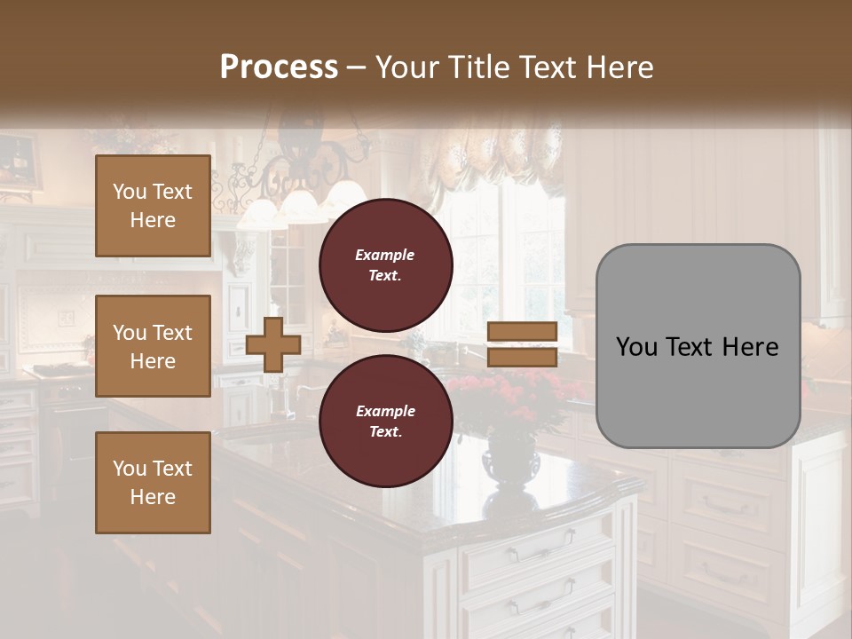 A Large Kitchen With A Center Island With A Vase Of Flowers On It PowerPoint Template