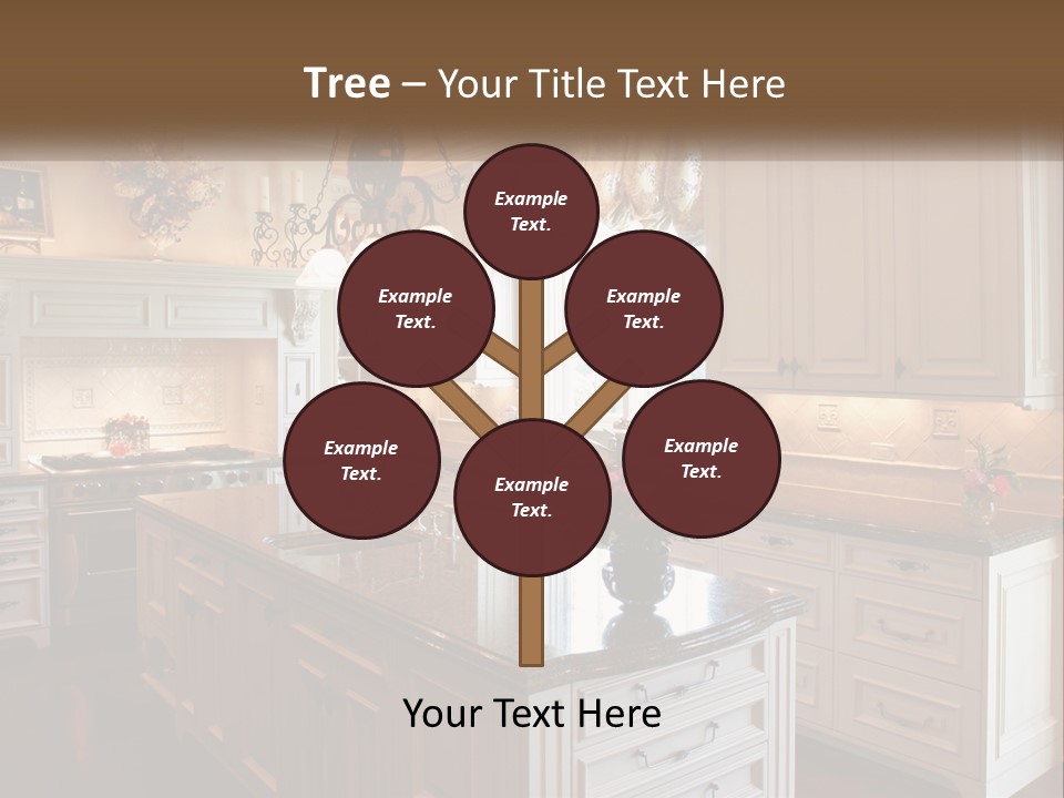 A Large Kitchen With A Center Island With A Vase Of Flowers On It PowerPoint Template