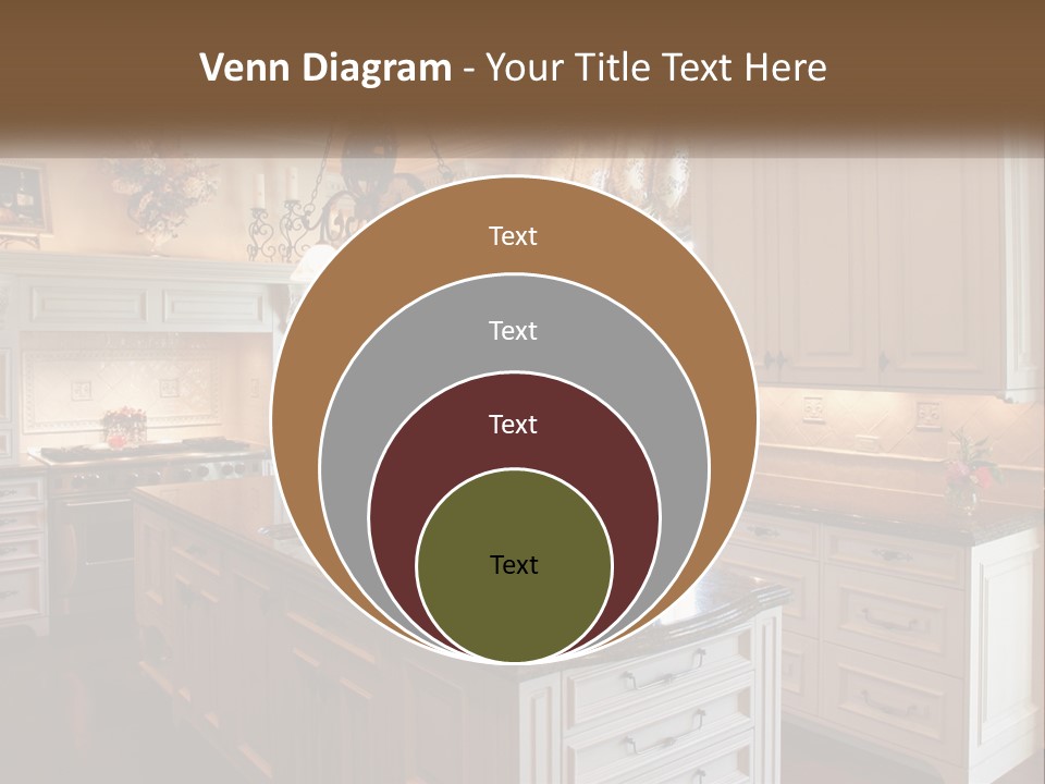 A Large Kitchen With A Center Island With A Vase Of Flowers On It PowerPoint Template