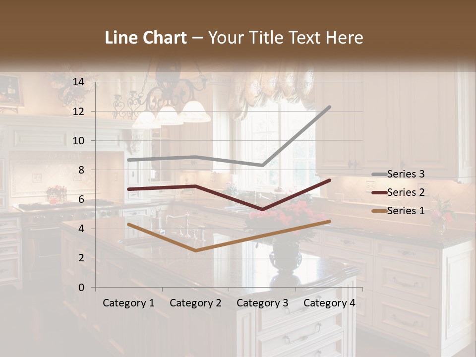 A Large Kitchen With A Center Island With A Vase Of Flowers On It PowerPoint Template