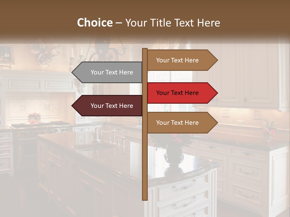 A Large Kitchen With A Center Island With A Vase Of Flowers On It PowerPoint Template