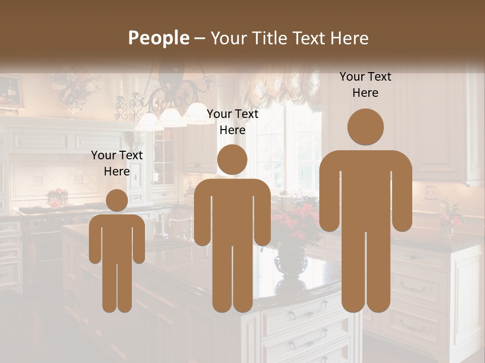 A Large Kitchen With A Center Island With A Vase Of Flowers On It PowerPoint Template