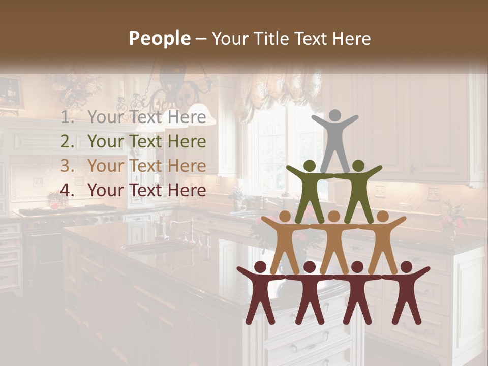 A Large Kitchen With A Center Island With A Vase Of Flowers On It PowerPoint Template