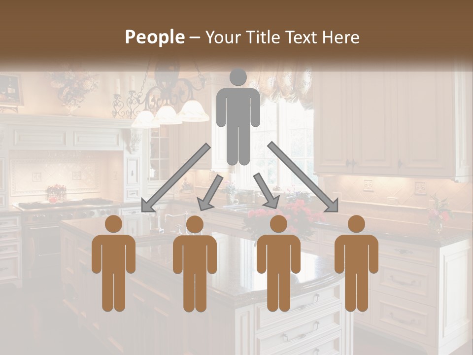 A Large Kitchen With A Center Island With A Vase Of Flowers On It PowerPoint Template