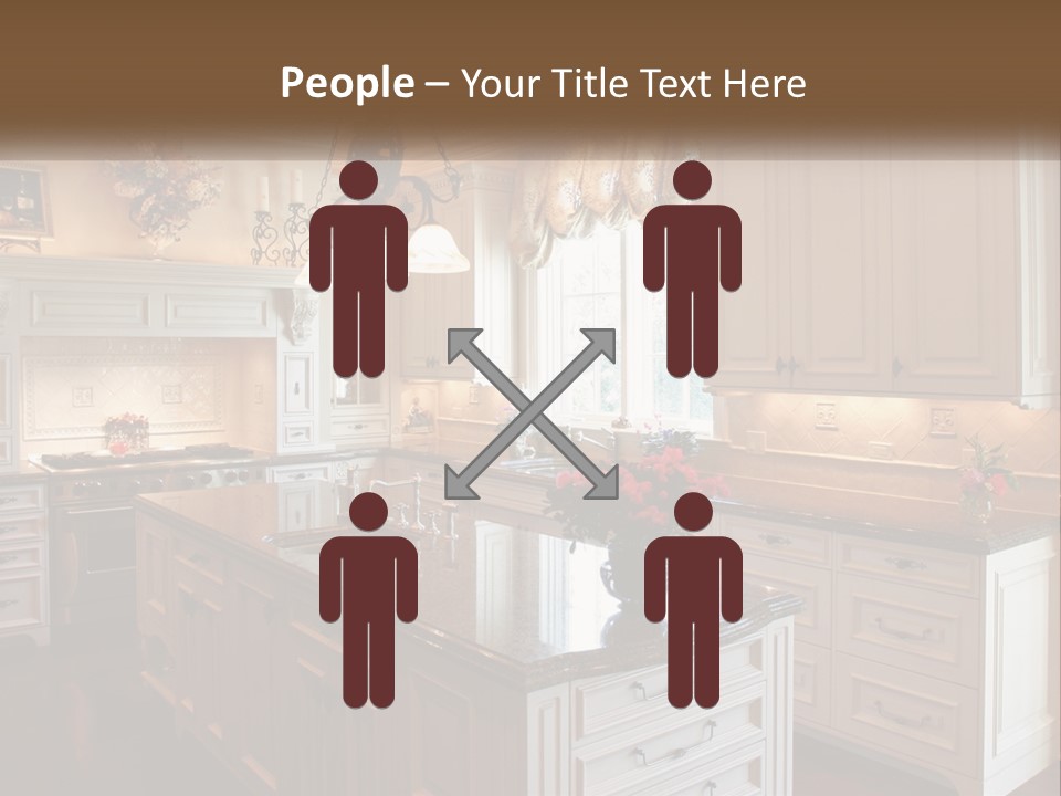 A Large Kitchen With A Center Island With A Vase Of Flowers On It PowerPoint Template