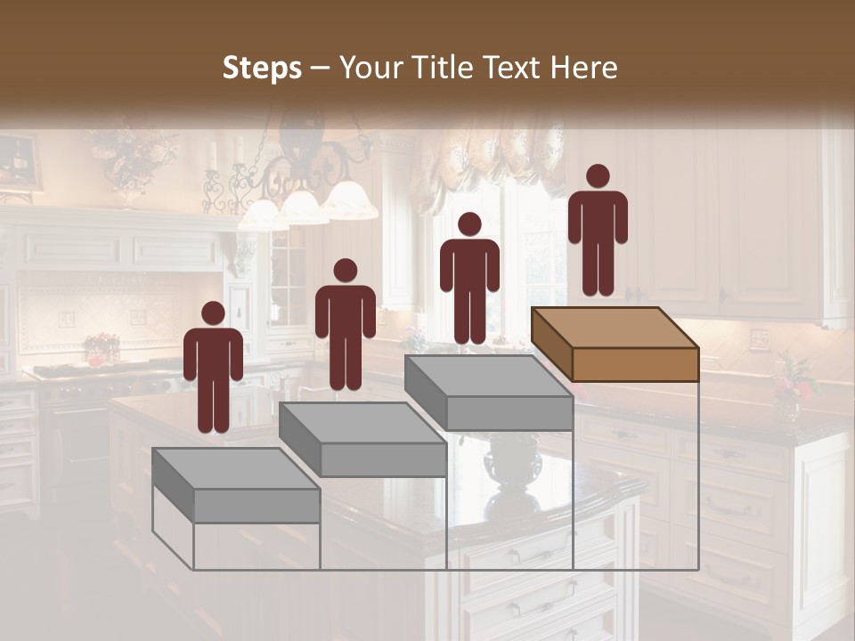 A Large Kitchen With A Center Island With A Vase Of Flowers On It PowerPoint Template