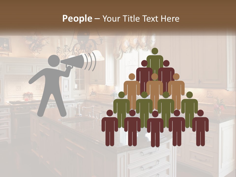 A Large Kitchen With A Center Island With A Vase Of Flowers On It PowerPoint Template