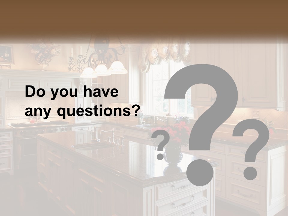 A Large Kitchen With A Center Island With A Vase Of Flowers On It PowerPoint Template