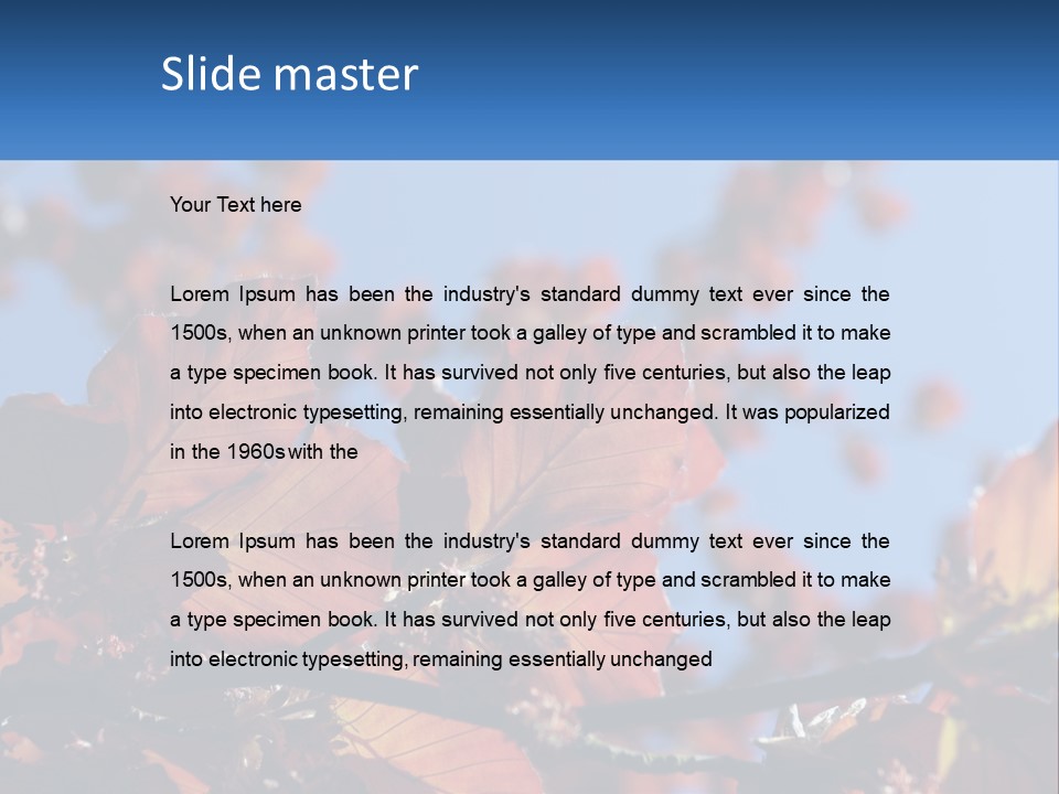 A Tree With Red Leaves And Blue Sky In The Background PowerPoint Template