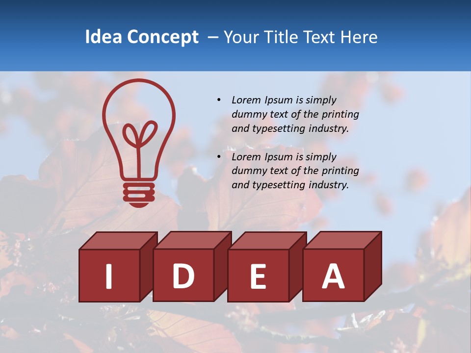 A Tree With Red Leaves And Blue Sky In The Background PowerPoint Template