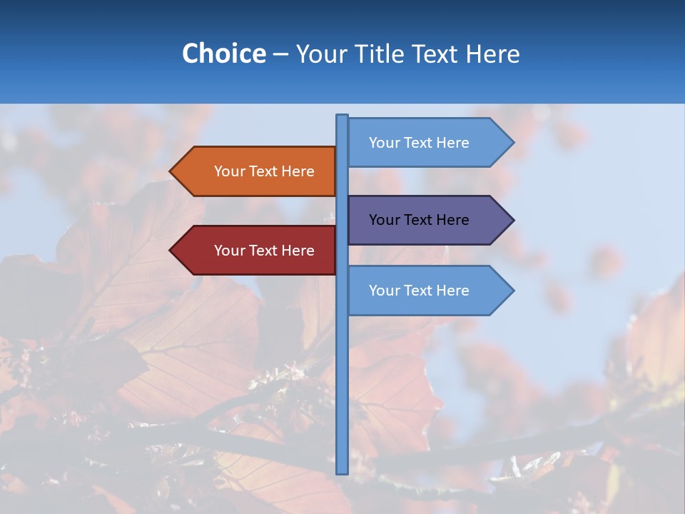 A Tree With Red Leaves And Blue Sky In The Background PowerPoint Template