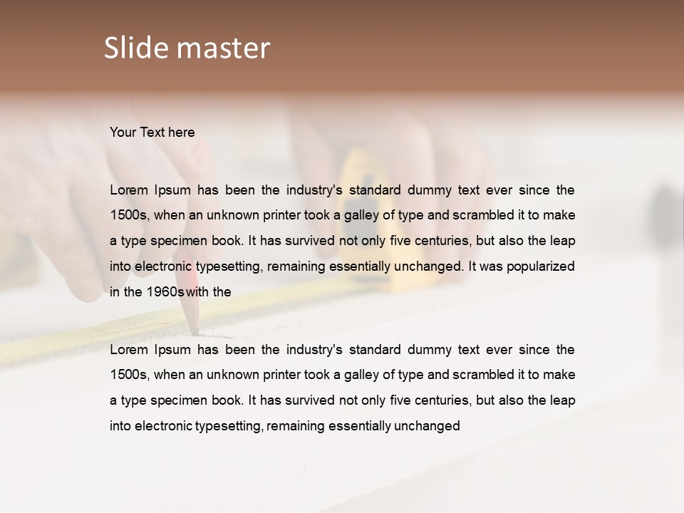 A Person Measuring A Piece Of Wood With A Tape PowerPoint Template