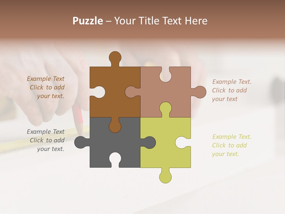 A Person Measuring A Piece Of Wood With A Tape PowerPoint Template