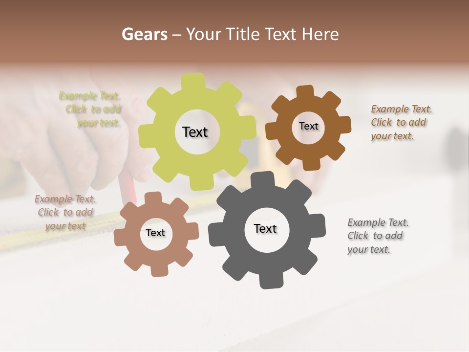 A Person Measuring A Piece Of Wood With A Tape PowerPoint Template