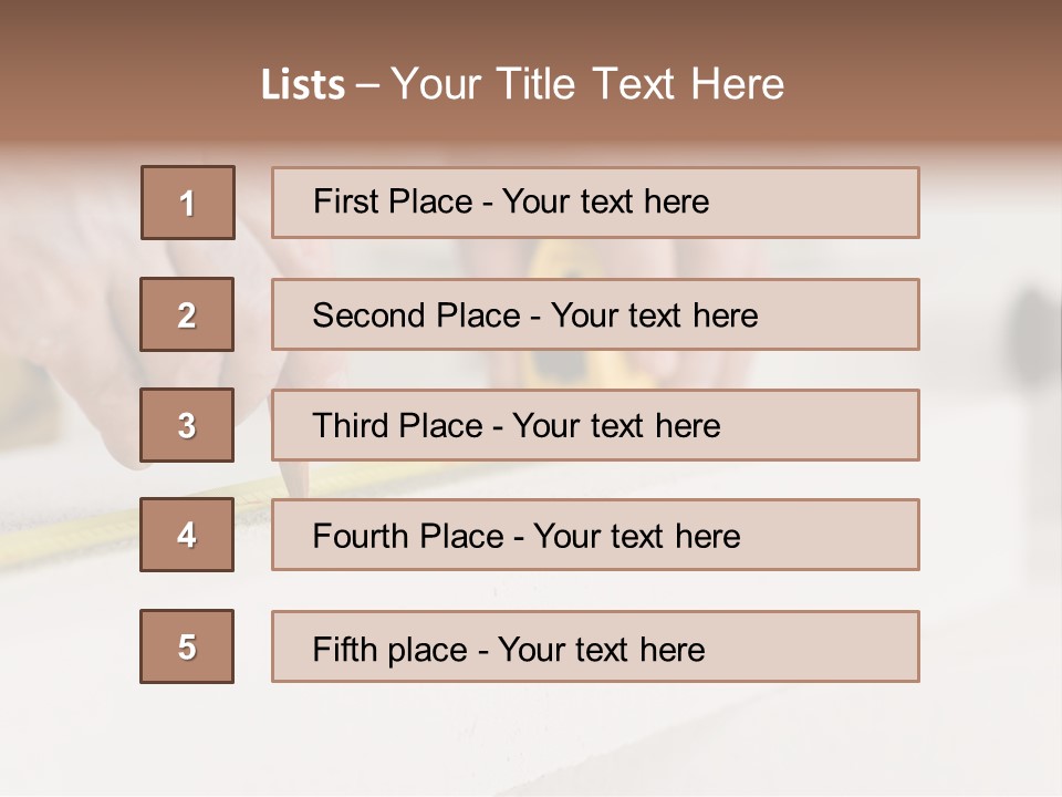 A Person Measuring A Piece Of Wood With A Tape PowerPoint Template