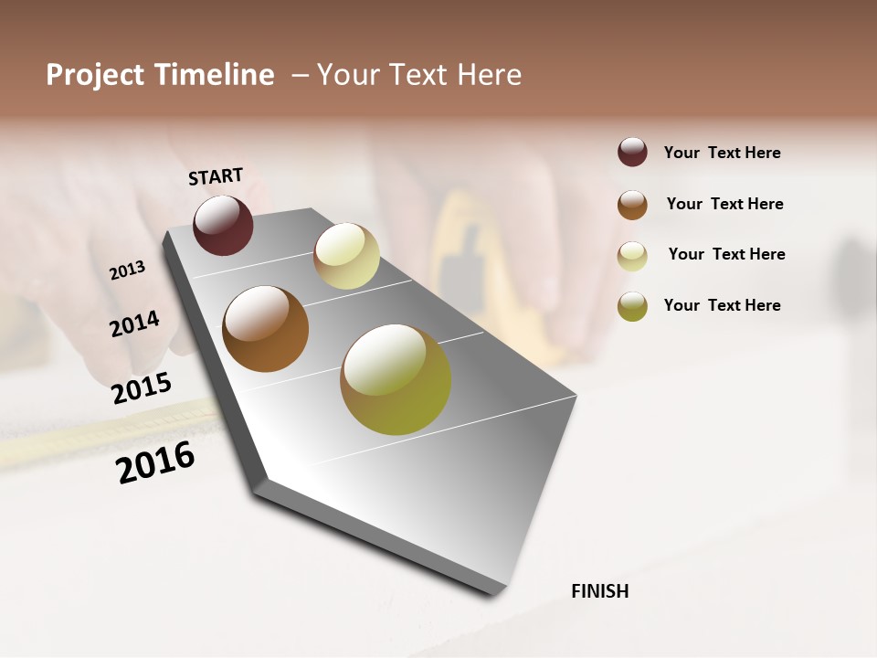 A Person Measuring A Piece Of Wood With A Tape PowerPoint Template