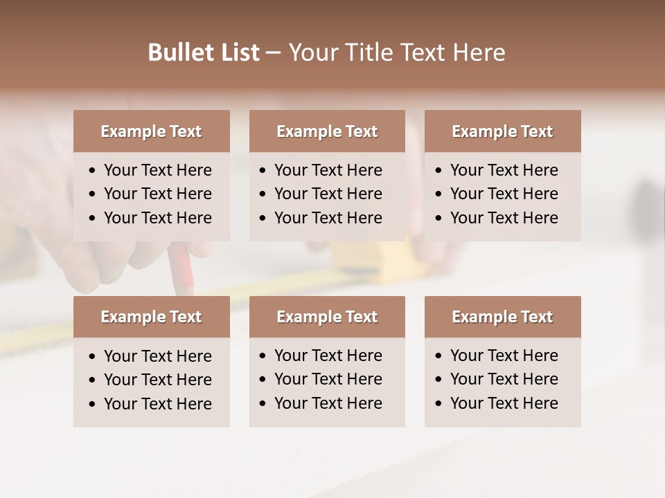 A Person Measuring A Piece Of Wood With A Tape PowerPoint Template