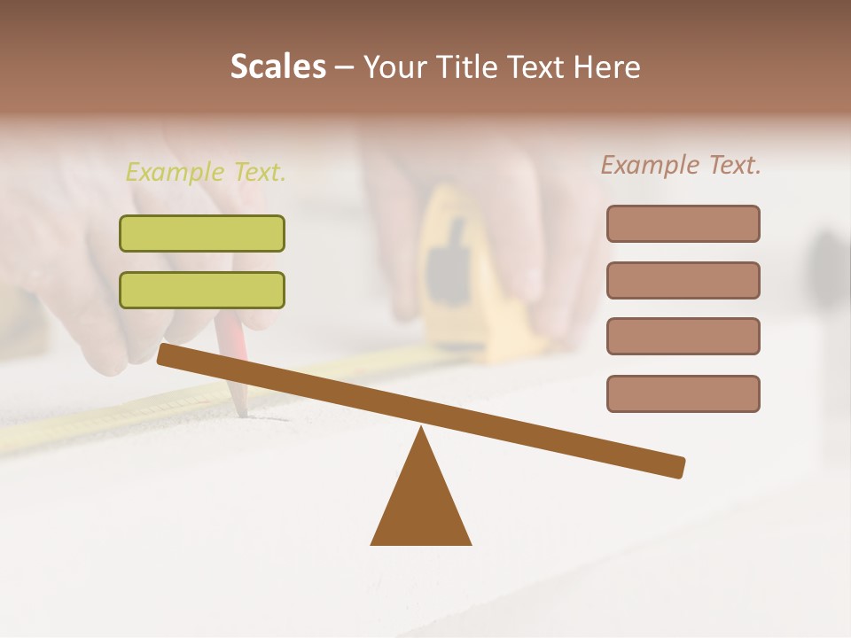 A Person Measuring A Piece Of Wood With A Tape PowerPoint Template