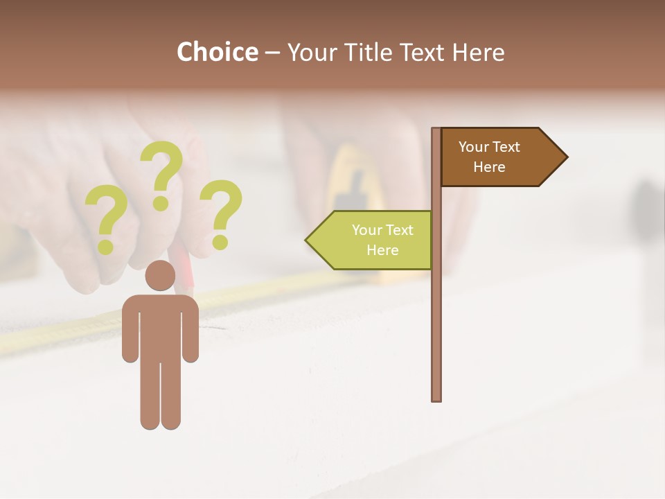 A Person Measuring A Piece Of Wood With A Tape PowerPoint Template