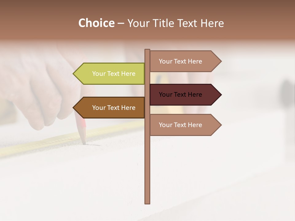 A Person Measuring A Piece Of Wood With A Tape PowerPoint Template