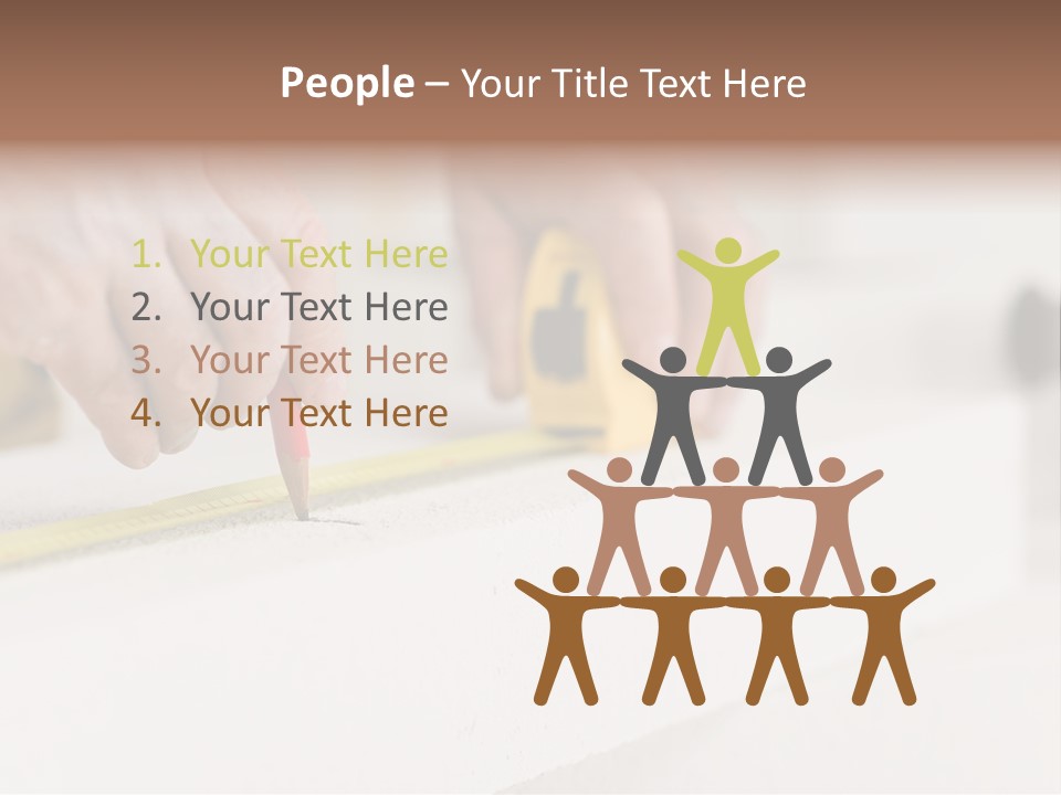 A Person Measuring A Piece Of Wood With A Tape PowerPoint Template