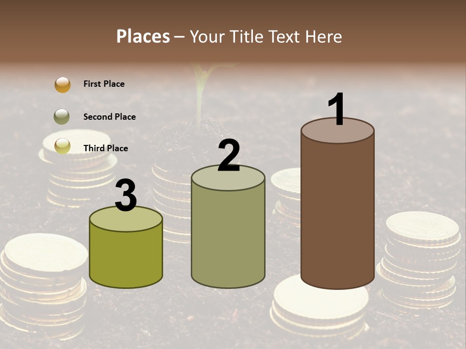 A Plant Growing Out Of A Pile Of Coins PowerPoint Template