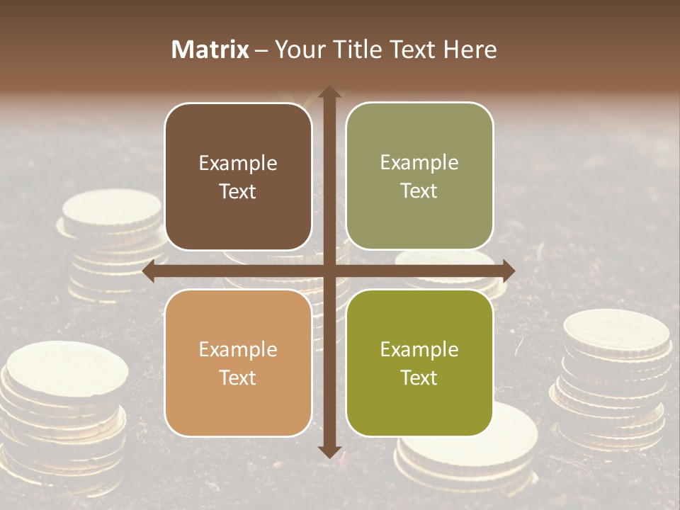 A Plant Growing Out Of A Pile Of Coins PowerPoint Template