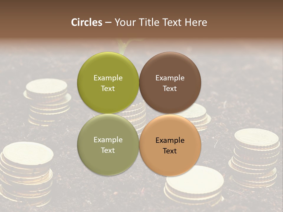 A Plant Growing Out Of A Pile Of Coins PowerPoint Template
