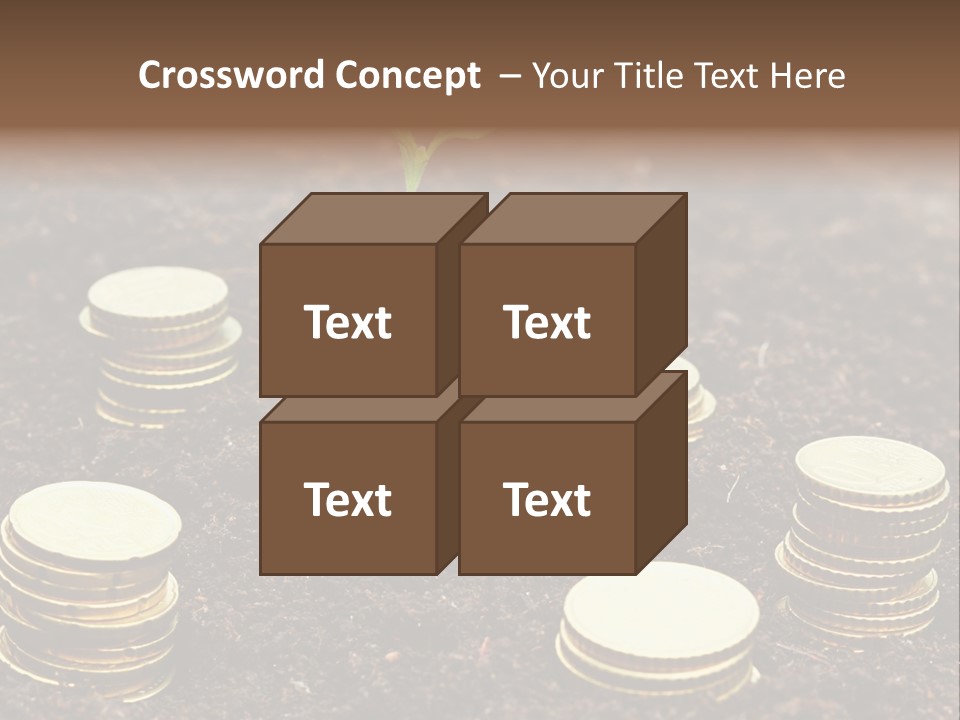 A Plant Growing Out Of A Pile Of Coins PowerPoint Template