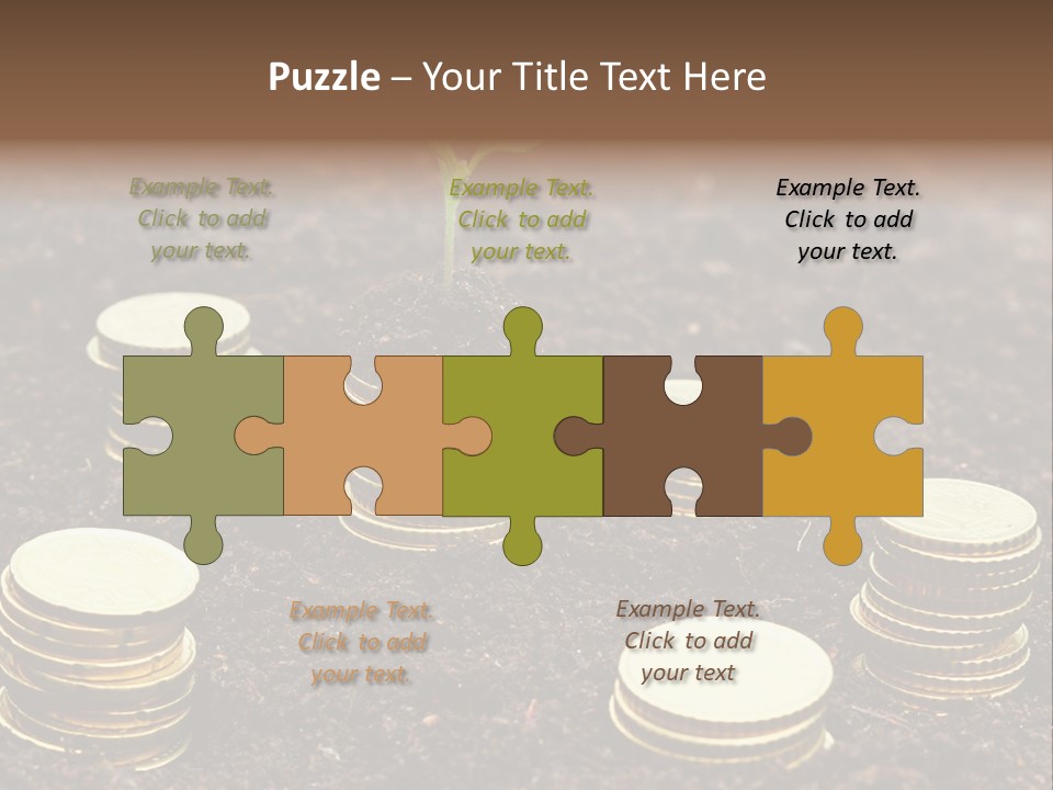 A Plant Growing Out Of A Pile Of Coins PowerPoint Template