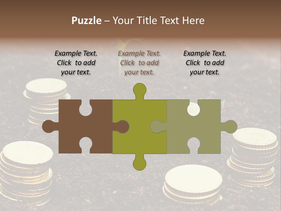 A Plant Growing Out Of A Pile Of Coins PowerPoint Template