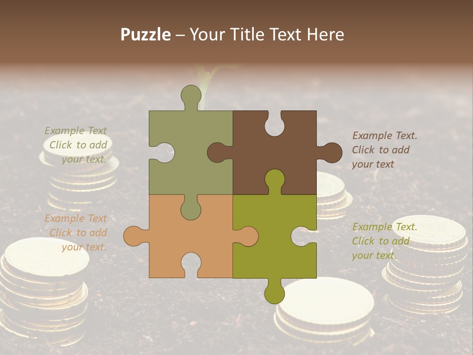 A Plant Growing Out Of A Pile Of Coins PowerPoint Template