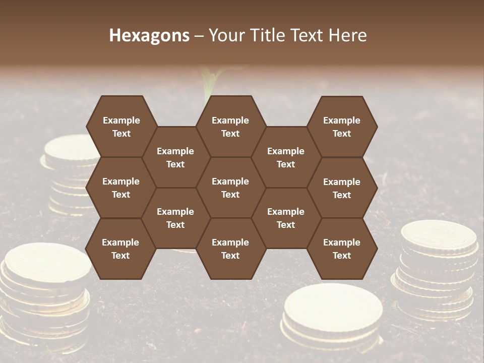 A Plant Growing Out Of A Pile Of Coins PowerPoint Template