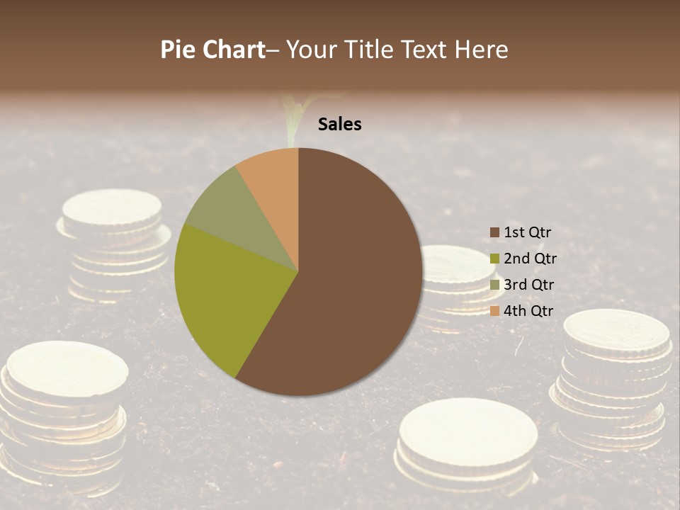 A Plant Growing Out Of A Pile Of Coins PowerPoint Template