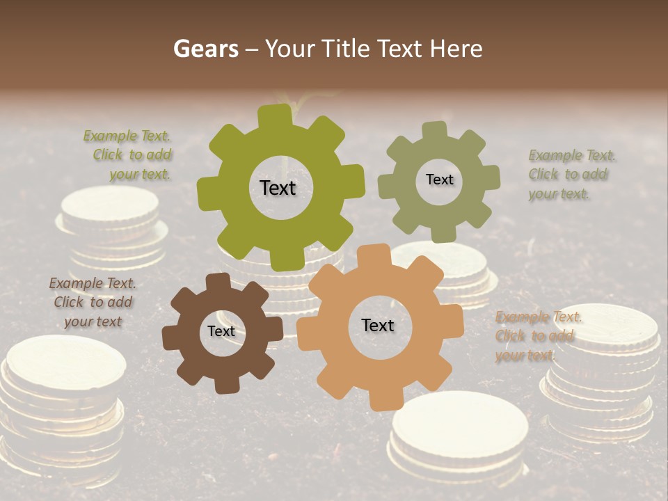 A Plant Growing Out Of A Pile Of Coins PowerPoint Template