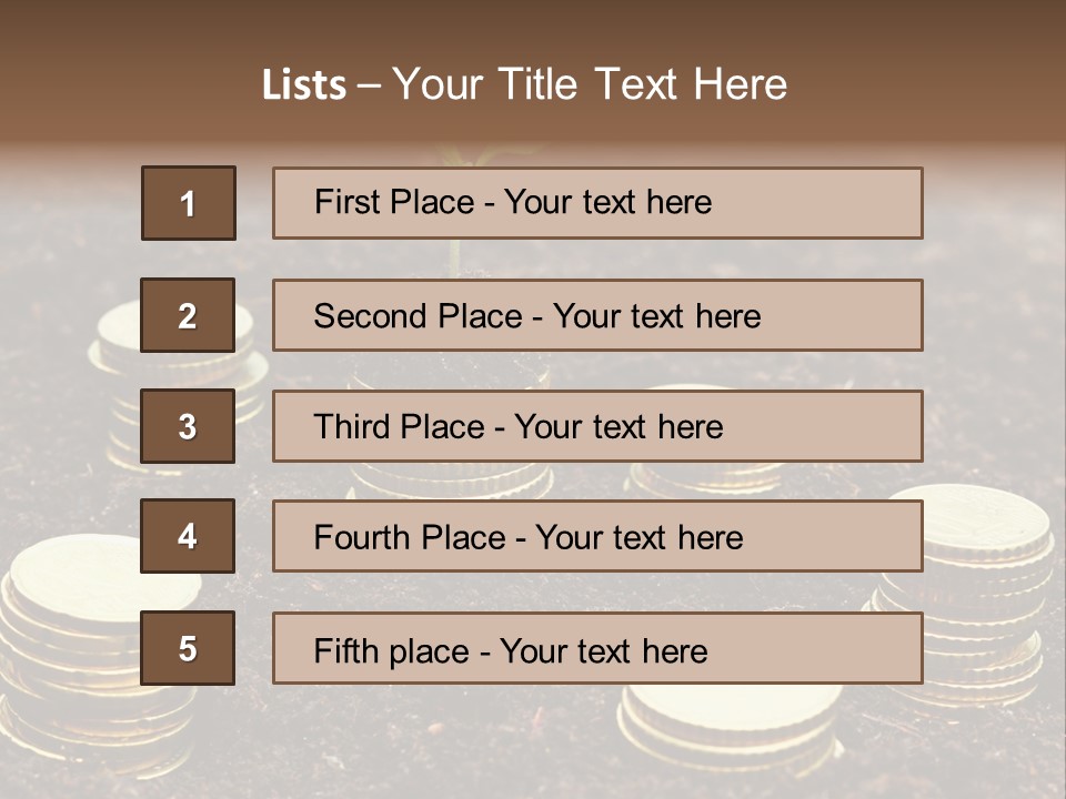 A Plant Growing Out Of A Pile Of Coins PowerPoint Template