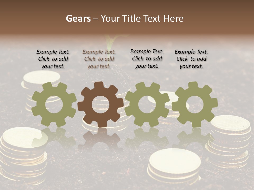 A Plant Growing Out Of A Pile Of Coins PowerPoint Template