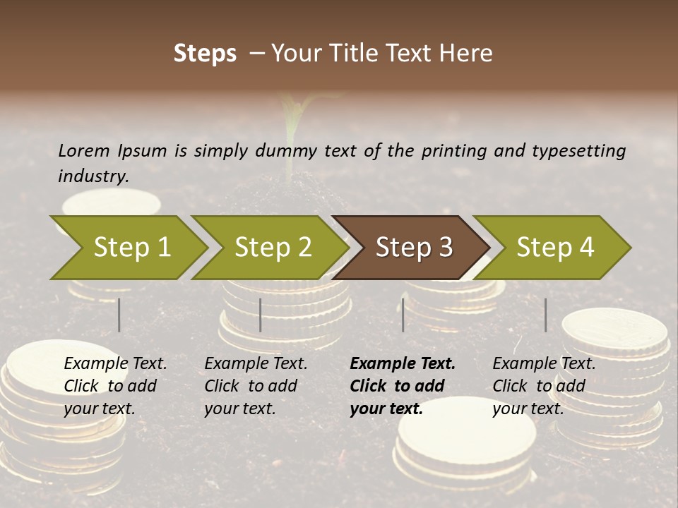 A Plant Growing Out Of A Pile Of Coins PowerPoint Template