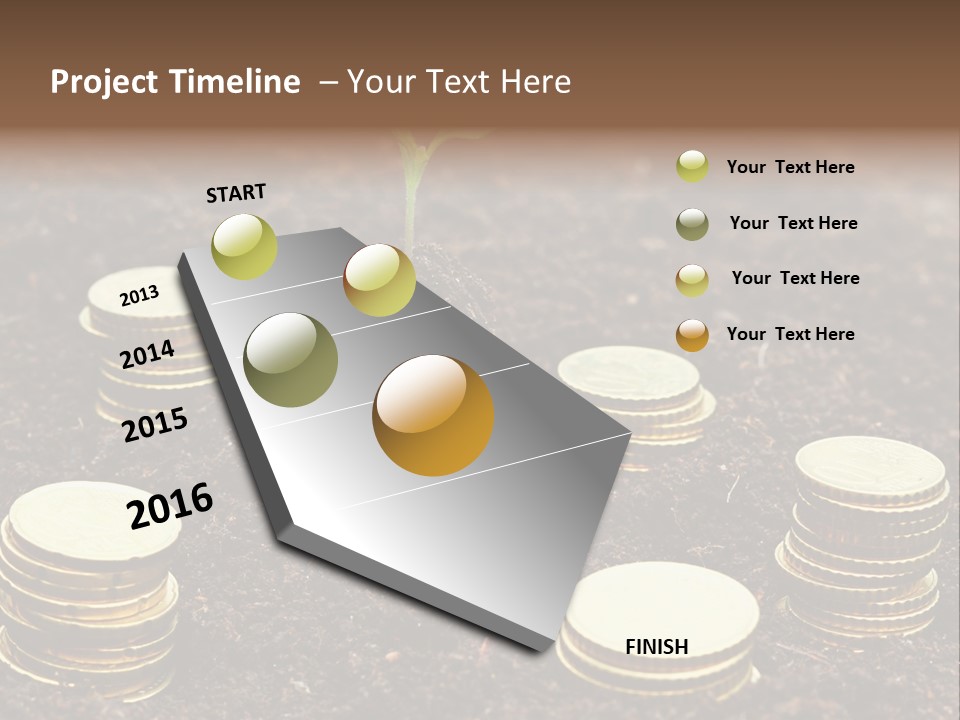 A Plant Growing Out Of A Pile Of Coins PowerPoint Template