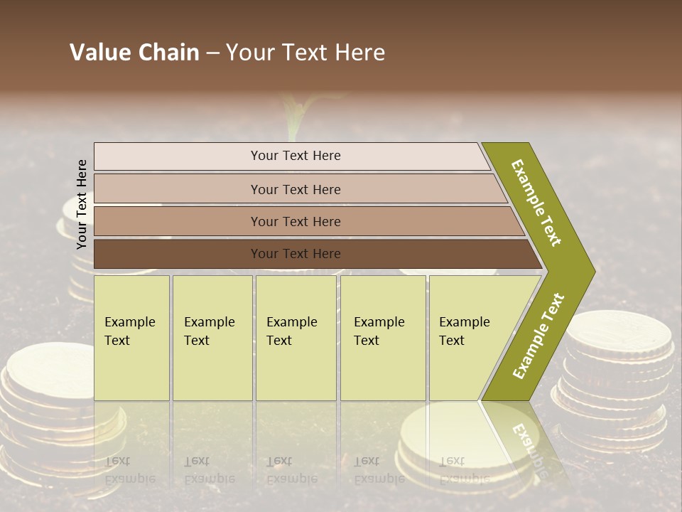 A Plant Growing Out Of A Pile Of Coins PowerPoint Template