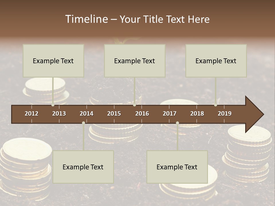 A Plant Growing Out Of A Pile Of Coins PowerPoint Template