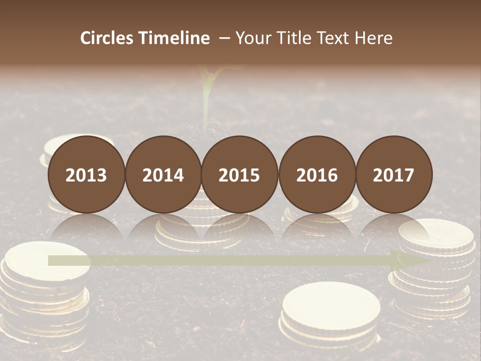 A Plant Growing Out Of A Pile Of Coins PowerPoint Template