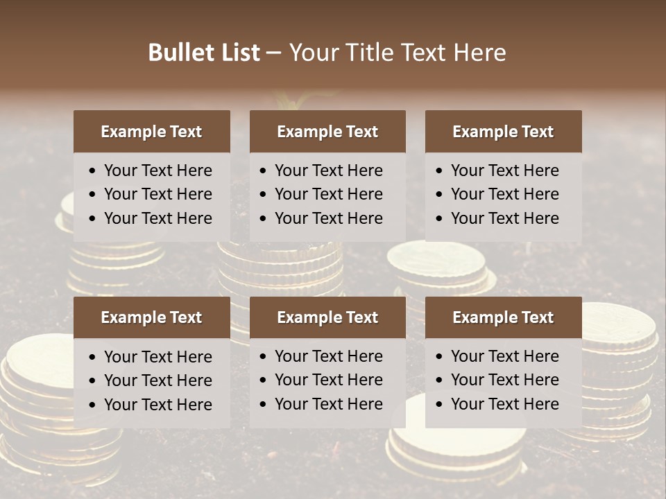 A Plant Growing Out Of A Pile Of Coins PowerPoint Template