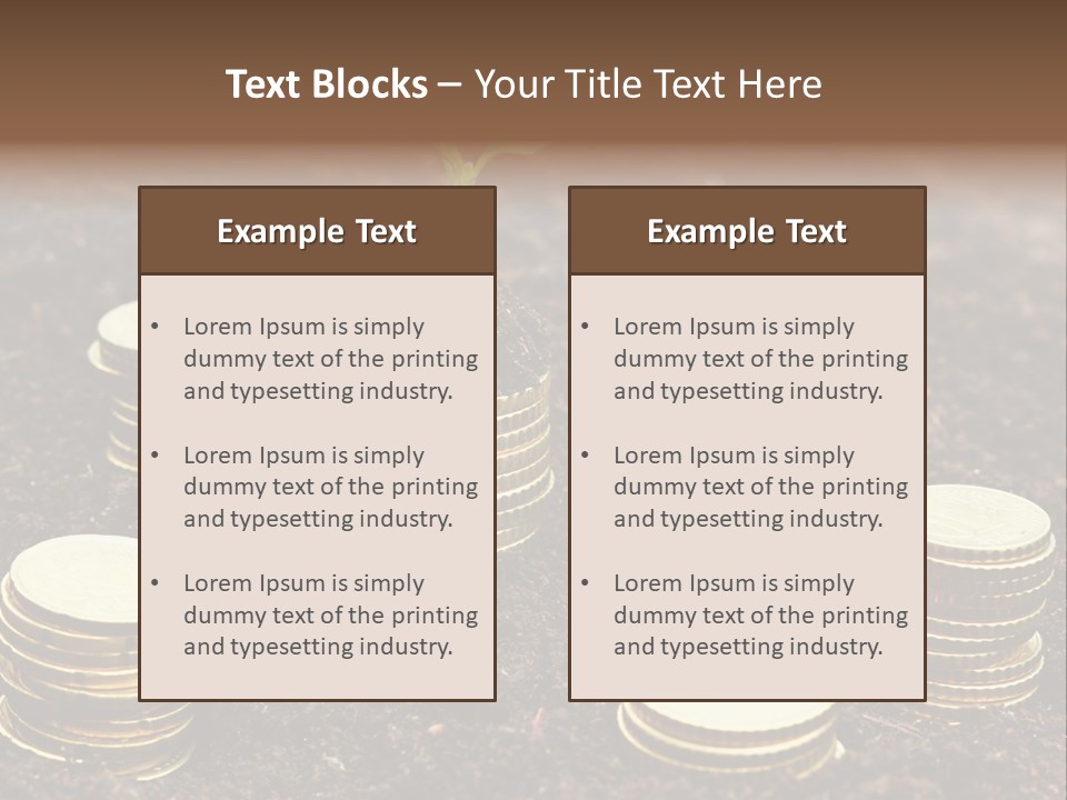 A Plant Growing Out Of A Pile Of Coins PowerPoint Template