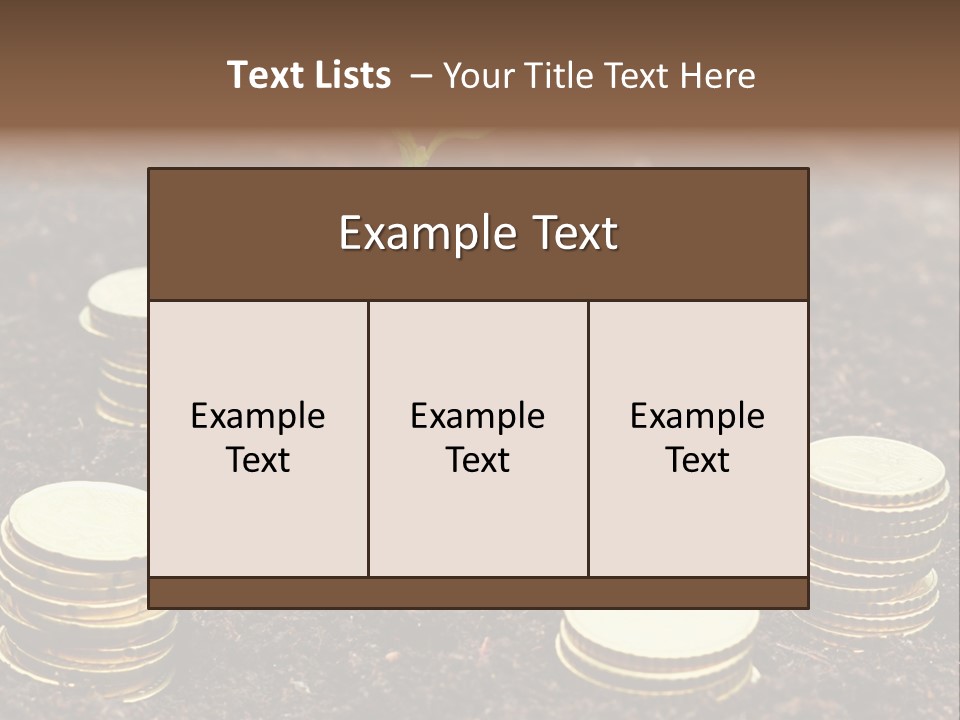A Plant Growing Out Of A Pile Of Coins PowerPoint Template