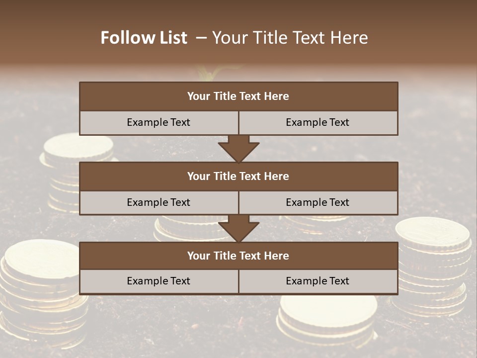 A Plant Growing Out Of A Pile Of Coins PowerPoint Template