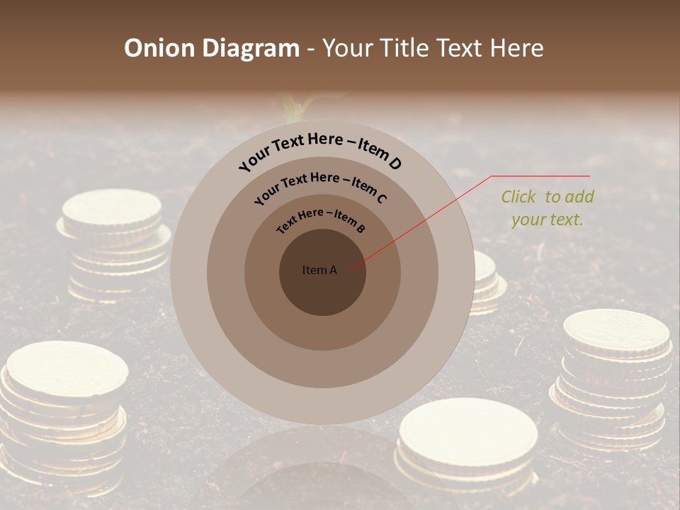 A Plant Growing Out Of A Pile Of Coins PowerPoint Template