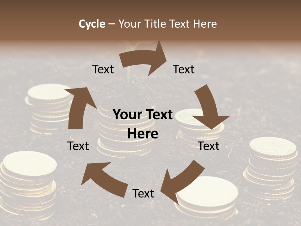 A Plant Growing Out Of A Pile Of Coins PowerPoint Template