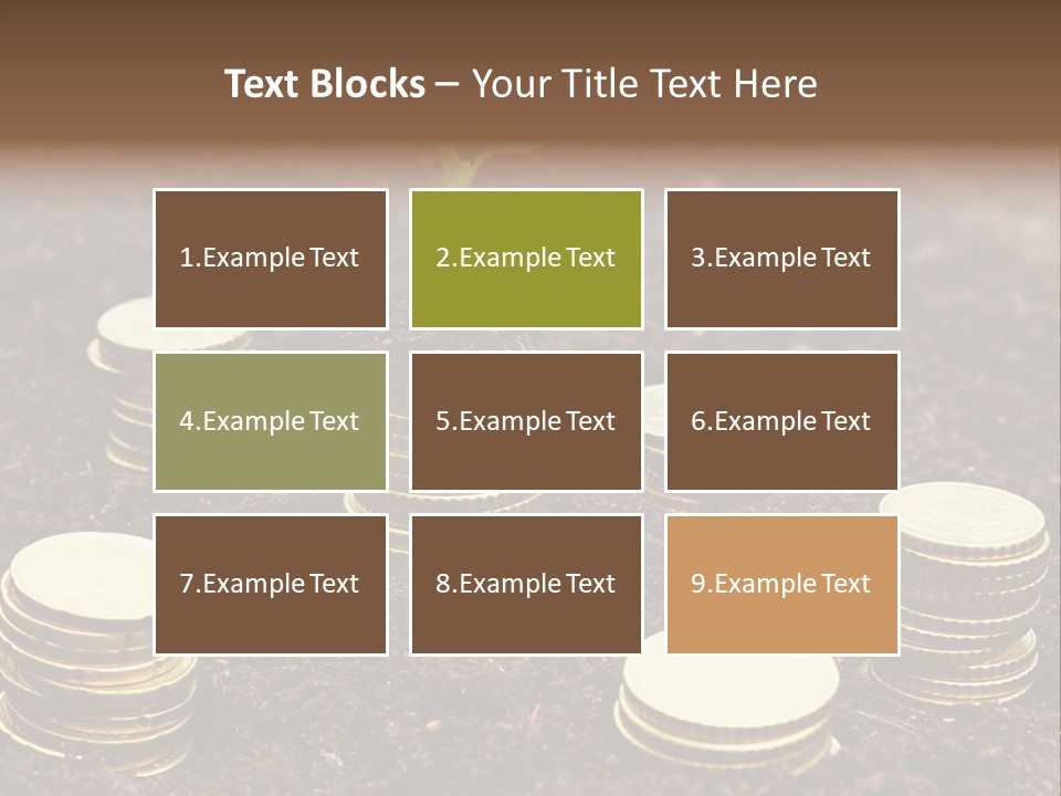 A Plant Growing Out Of A Pile Of Coins PowerPoint Template