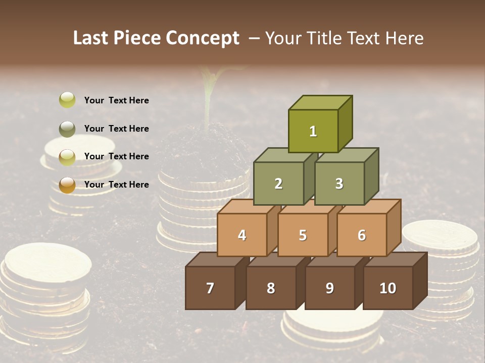 A Plant Growing Out Of A Pile Of Coins PowerPoint Template